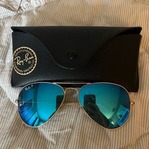 RayBan Polarized Aviators with Gold Rim